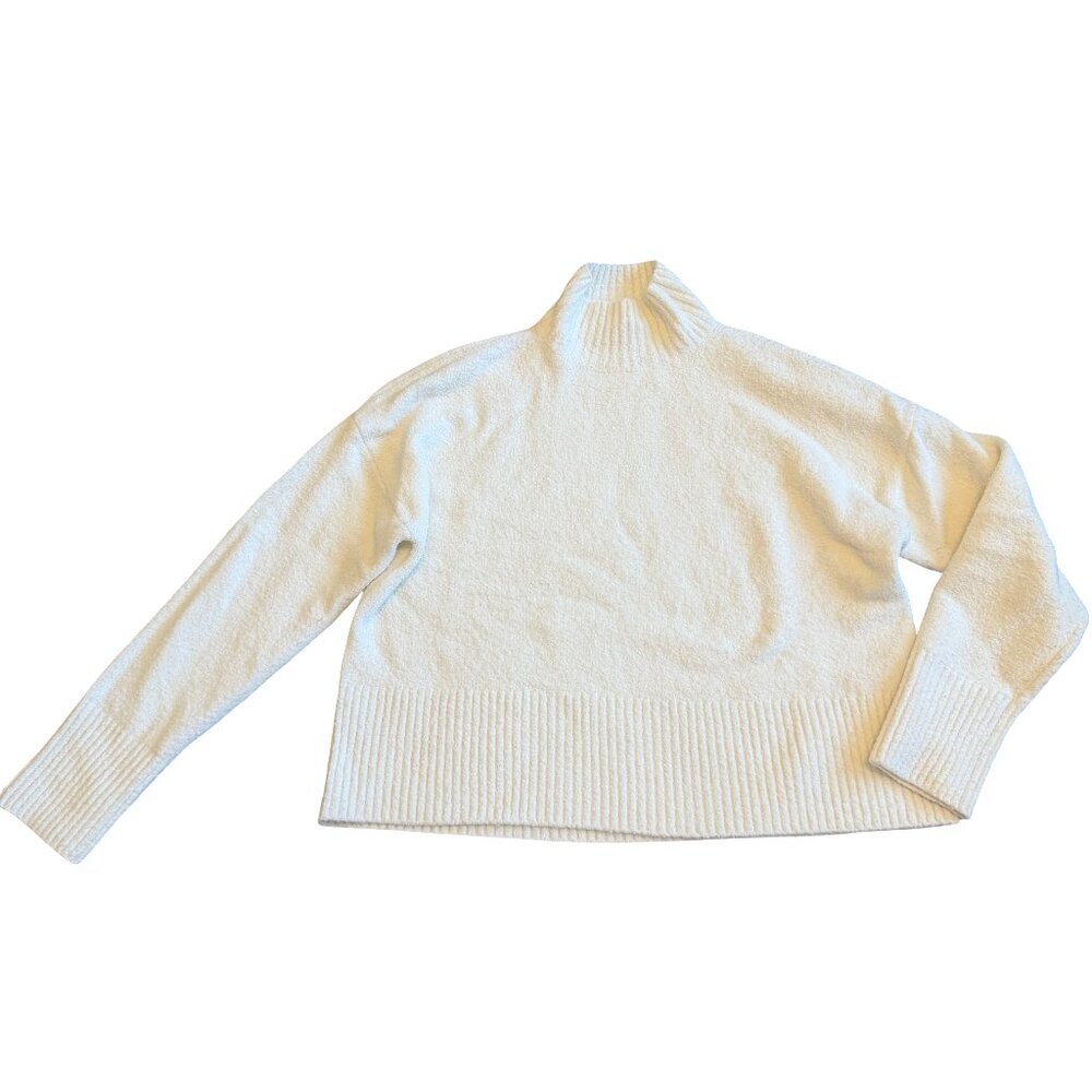 & Other Stories White Pullover Mock Neck Sweater Stretchy Wool Blend Size Small